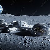 Futuristische Darstellung einer Mondstation.