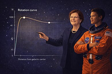 Wissenschaftlerinnen und das Rotationskurvendiagramm