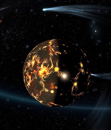 Das Sonnensystem während seiner Entstehung vor 4,5 Milliarden Jahren (künstlerische Darstellung)
