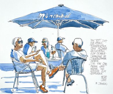 Urban Sketching am Lieblings-Strand der Sommerinsel Schütt