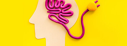 Kopf auf gelben Hintergrund