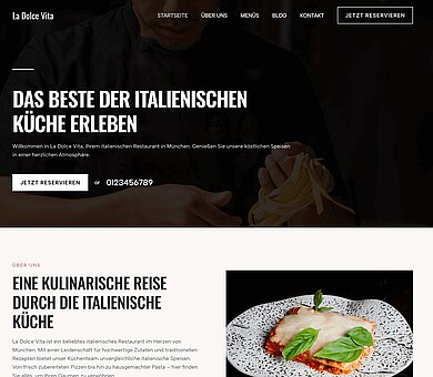 KI-generierte Internetseite zum Thema "Italienische Küche"