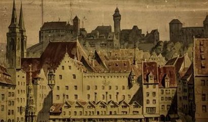 Blick auf die Burg Nürnbergs aus der Kolonialzeit