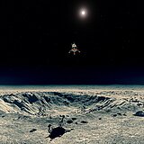 Apollo 11 Mondlandefähre bewegt sich auf die Mondoberfläche zu.