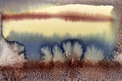 Malkurs: Aquarell experimentell Bild mit verlaufenden Aquarellfarben mit Effekten